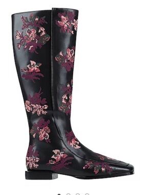 36 NIB 1000.00 7.5 Tory Burch Women's Embroidered Square-Toe Knee Boot